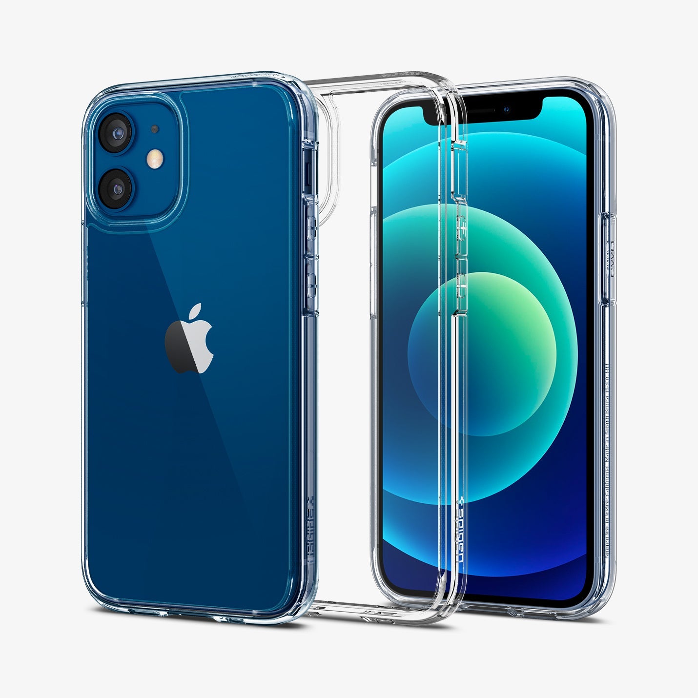 ACS01745 - iPhone 12 Mini Case Ultra Hybrid in crystal clear showing the back, inside and front