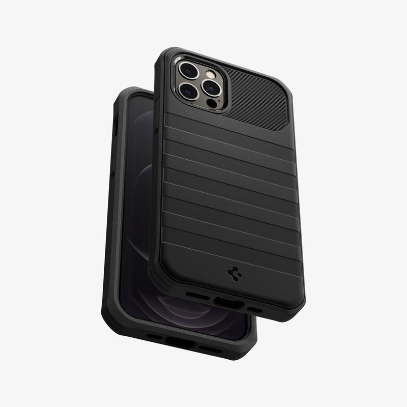ACS02951 - iPhone 12 / iPhone 12 Pro Case Geo Armor 360 in black showing the back, sides and front