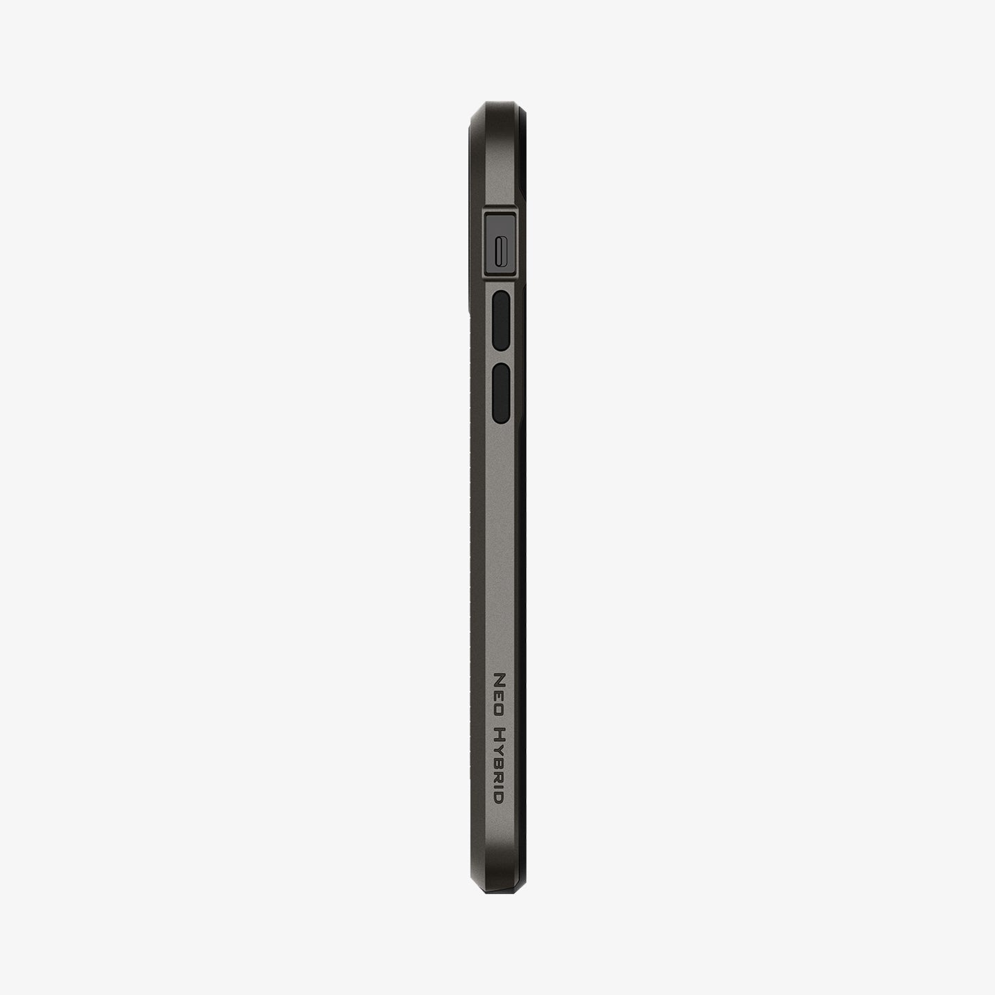 ACS01711 - iPhone 12 / iPhone 12 Pro Case Neo Hybrid in gunmetal showing the side with volume controls