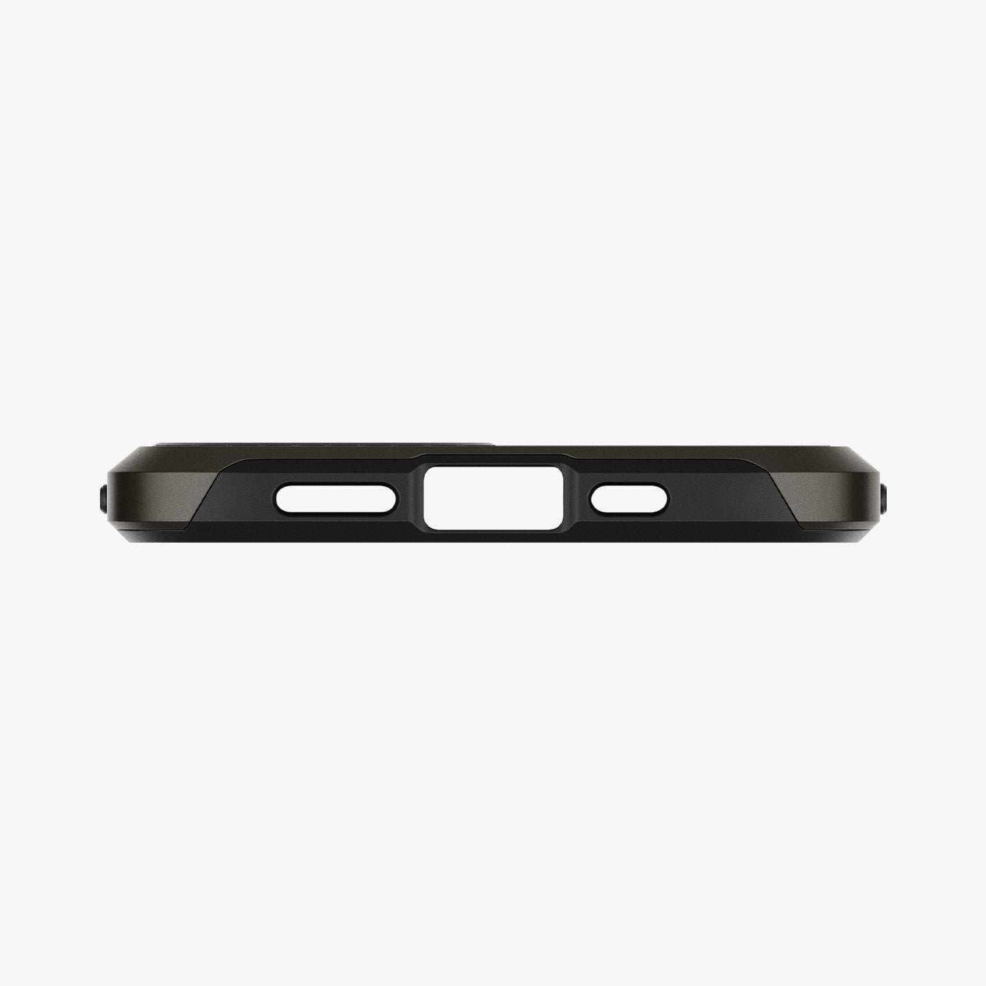ACS01711 - iPhone 12 / iPhone 12 Pro Case Neo Hybrid in gunmetal showing the bottom with precise cutouts