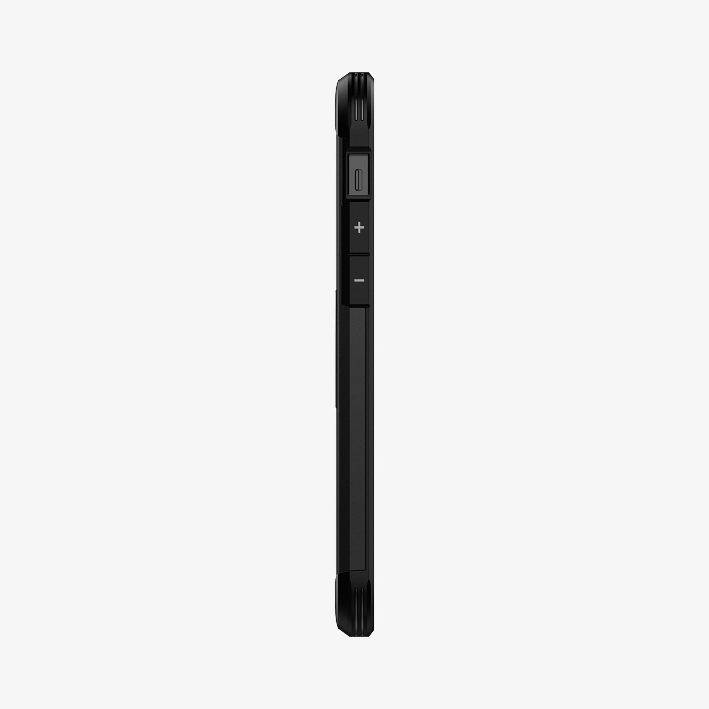 ACS01710 - iPhone 12 / iPhone 12 Pro Case Tough Armor in black showing the side with volume controls