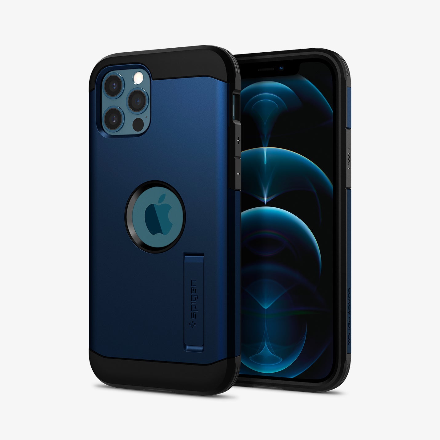 ACS02298 - iPhone 12 / iPhone 12 Pro Case Tough Armor in navy blue showing the back and front