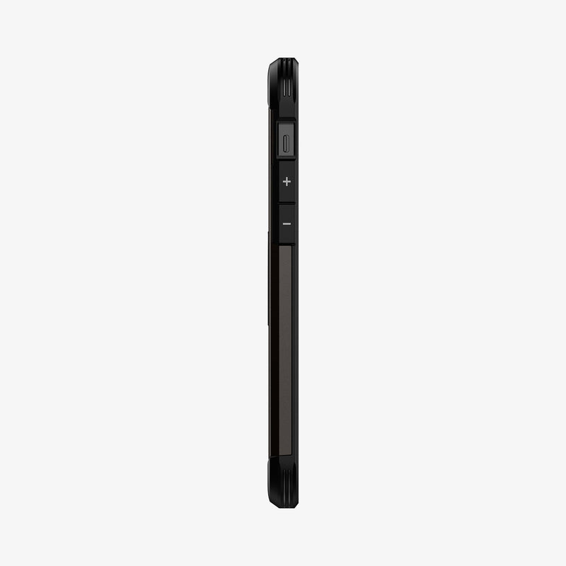 ACS01709 - iPhone 12 / iPhone 12 Pro Case Tough Armor in gunmetal showing the side with volume controls