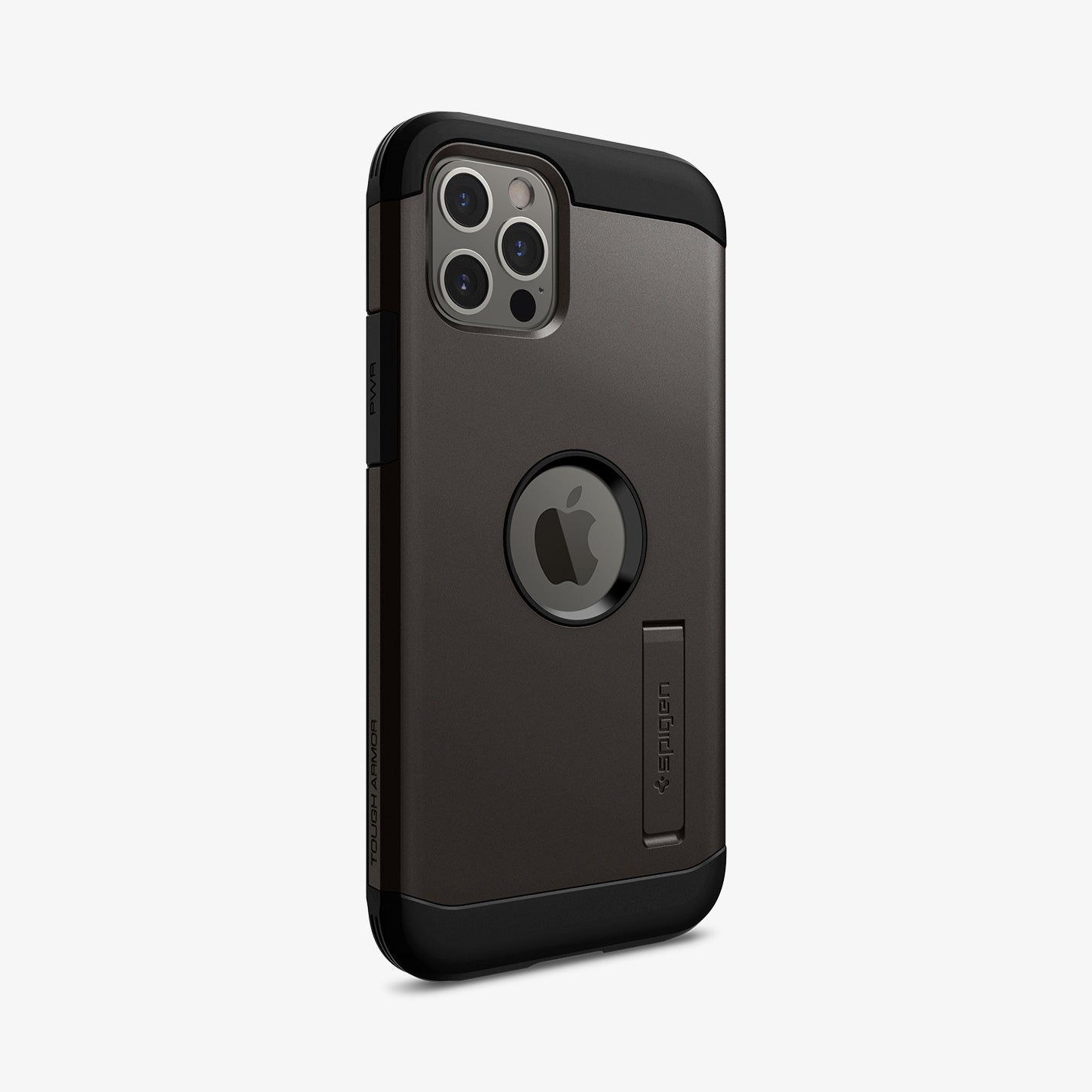 ACS01709 - iPhone 12 / iPhone 12 Pro Case Tough Armor in gunmetal showing the back and partial side