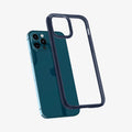 ACS02251 - iPhone 12 Pro / 12 Case Ultra Hybrid in navy blue showing the back with case hovering away from device