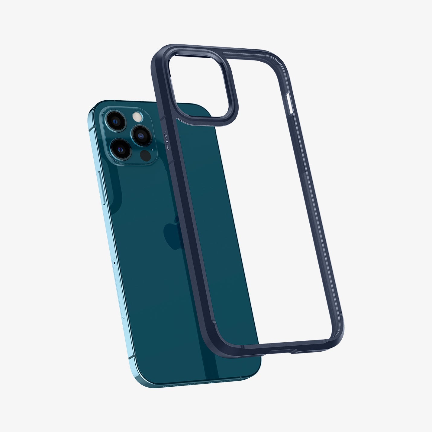 ACS02251 - iPhone 12 Pro / 12 Case Ultra Hybrid in navy blue showing the back with case hovering away from device