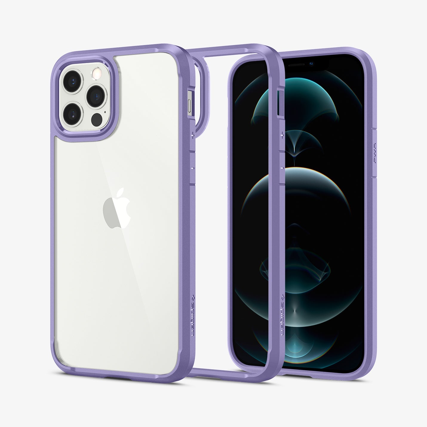 ACS03109 - iPhone 12 / 12 Pro Case Ultra Hybrid in iris purple showing the back, inside and front