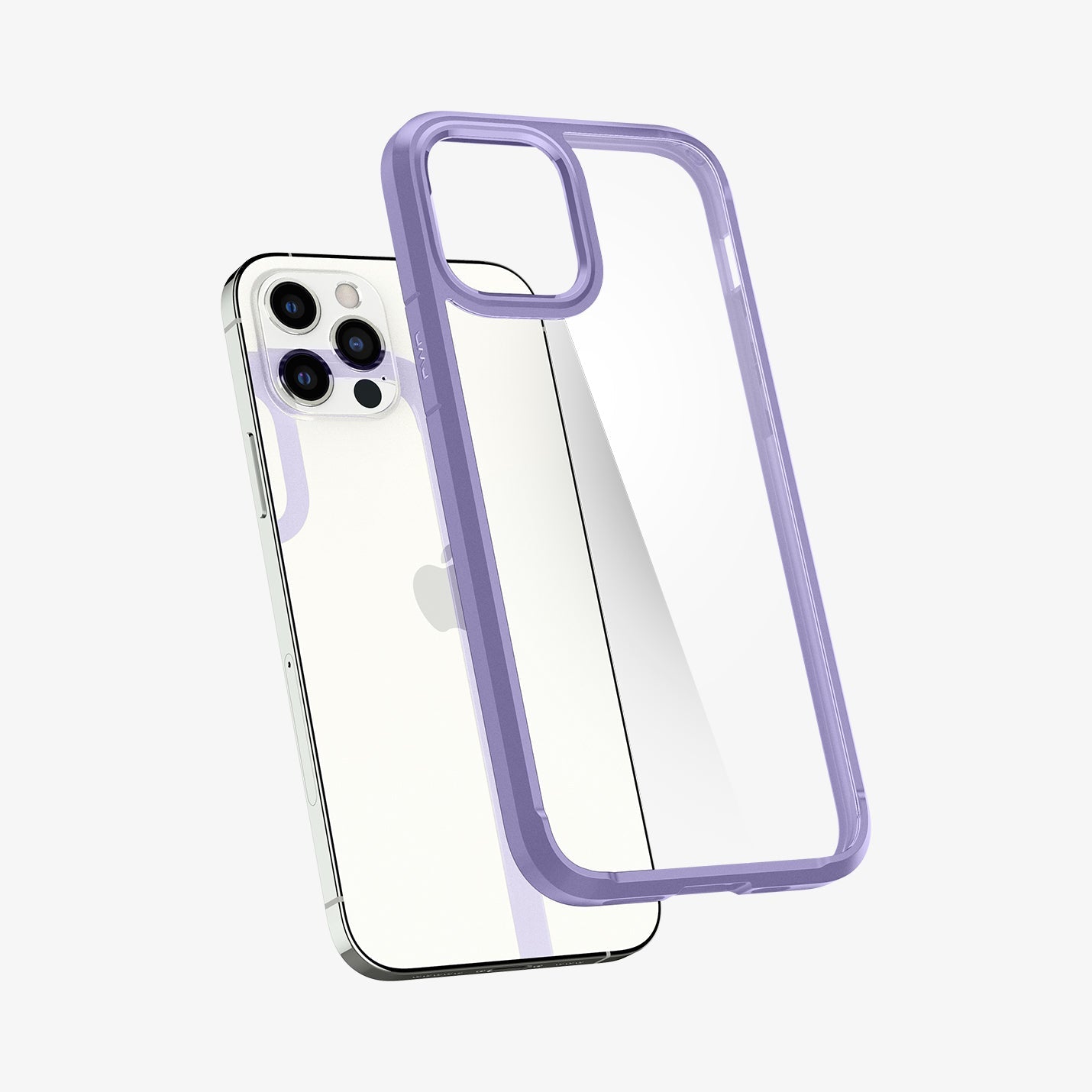 ACS03109 - iPhone 12 / 12 Pro Case Ultra Hybrid in iris purple showing the back with case hovering away from device