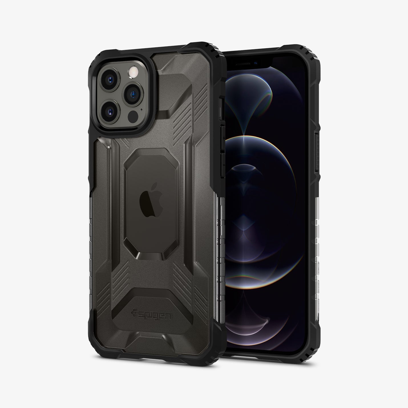 ACS02636 - iPhone 12 Pro Max Case Nitro Force in matte black showing the back and front