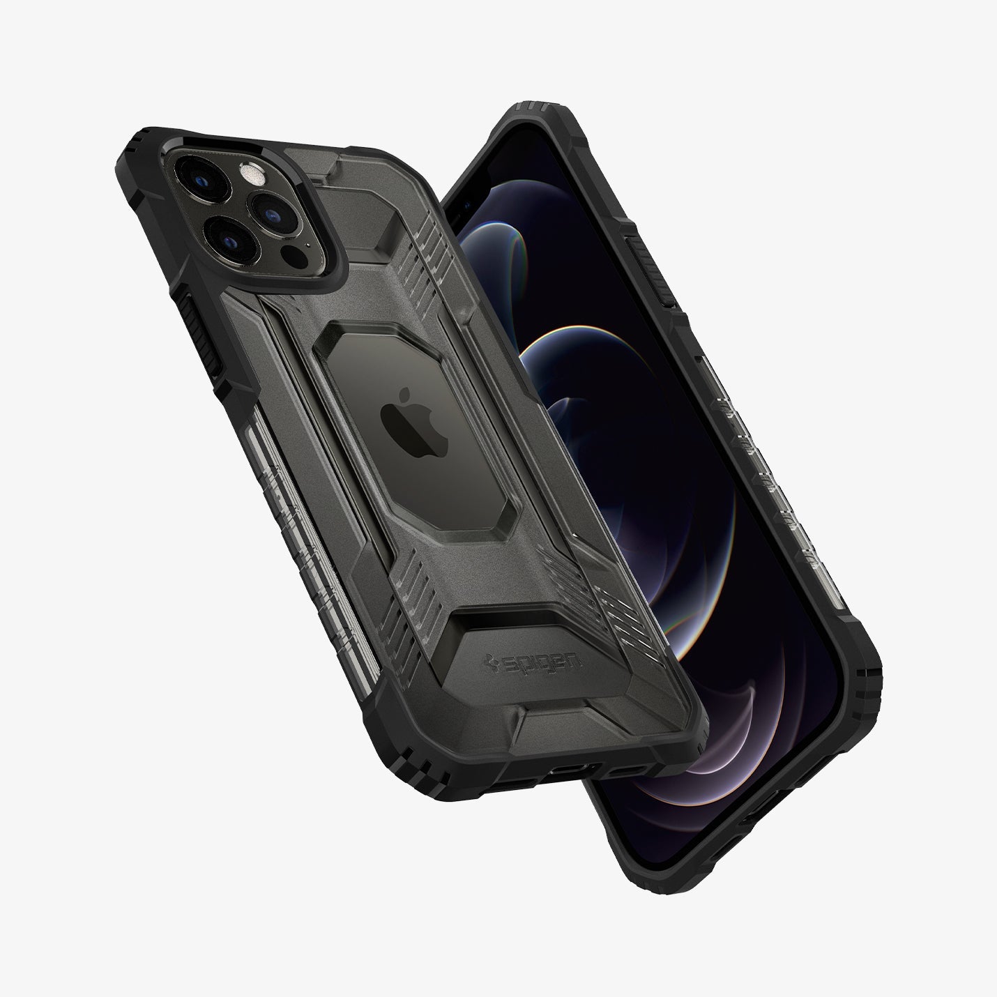 ACS02636 - iPhone 12 Pro Max Case Nitro Force in matte black showing the back, front and sides