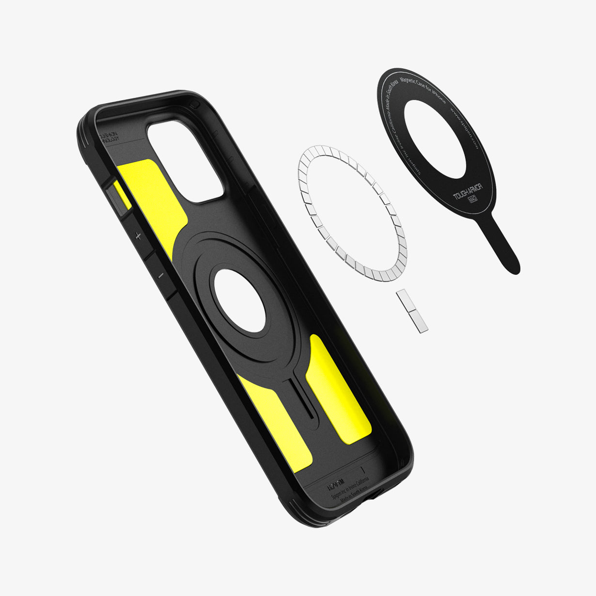 ACS02619 - iPhone 12 Pro Max Case Tough Armor Mag Safe Compatible in black showing the inside magnetic ring layers