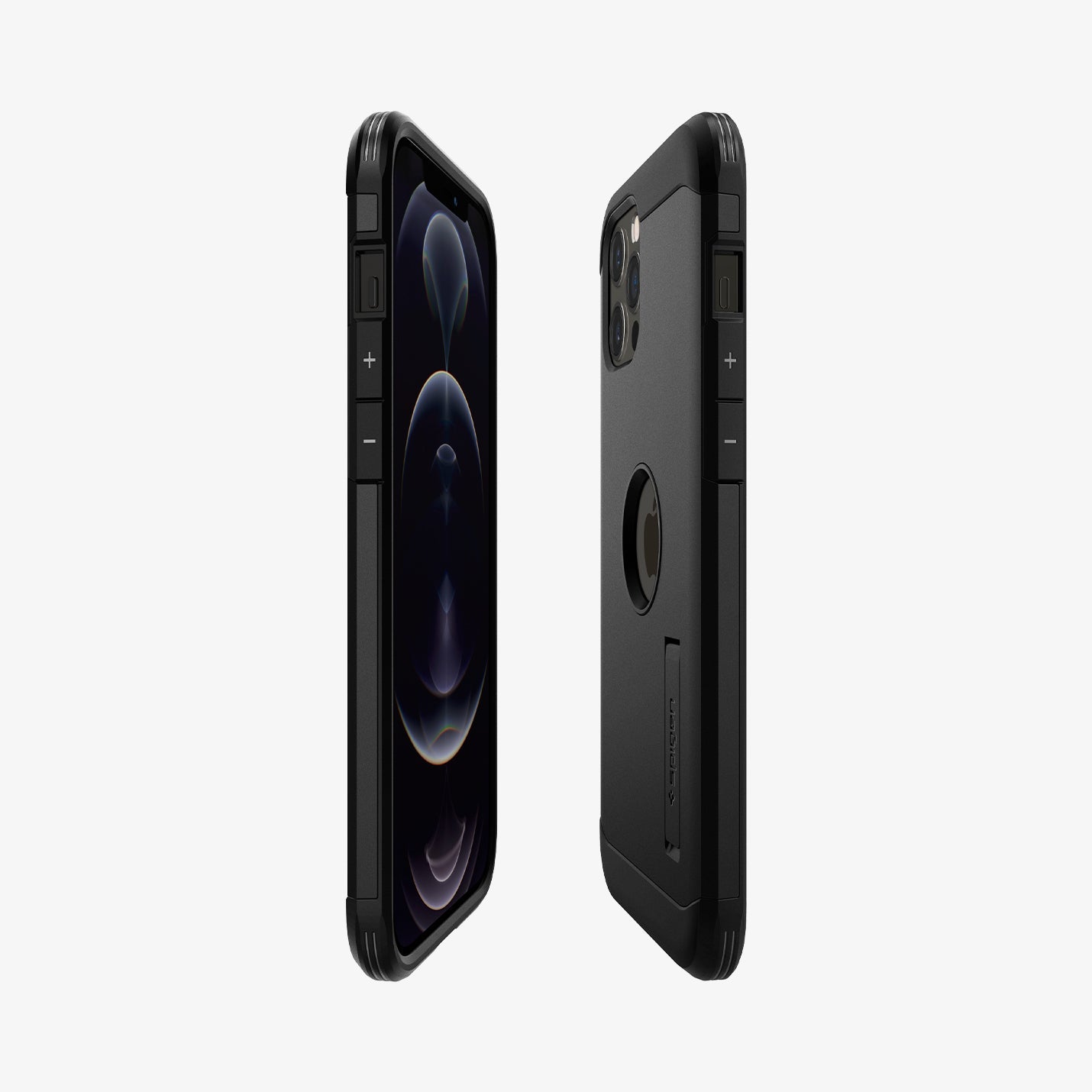 ACS01626 - iPhone 12 Pro Max Case Tough Armor in black showing the sides, partial front and back