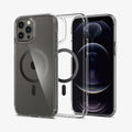 ACS04082 - iPhone 12 Pro Max Case Ultra Hybrid Mag (MagFit) in carbon fiber showing the back, inside and front