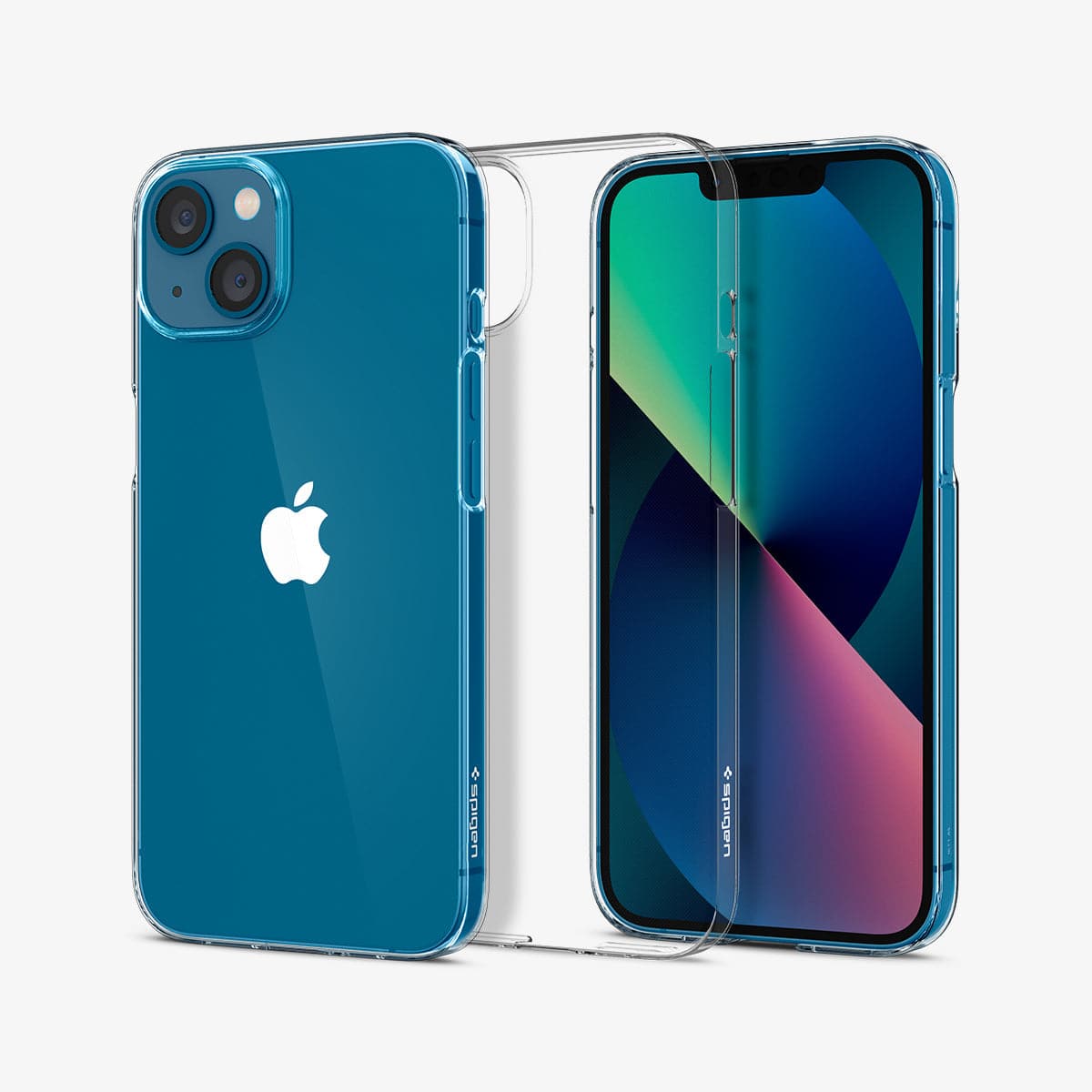 ACS03514 - iPhone 13 Case AirSkin in crystal clear showing the back, inside and front