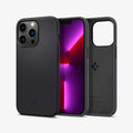 ACS03283 - iPhone 13 Pro Case Silicone Fit in black showing the back, front and inside