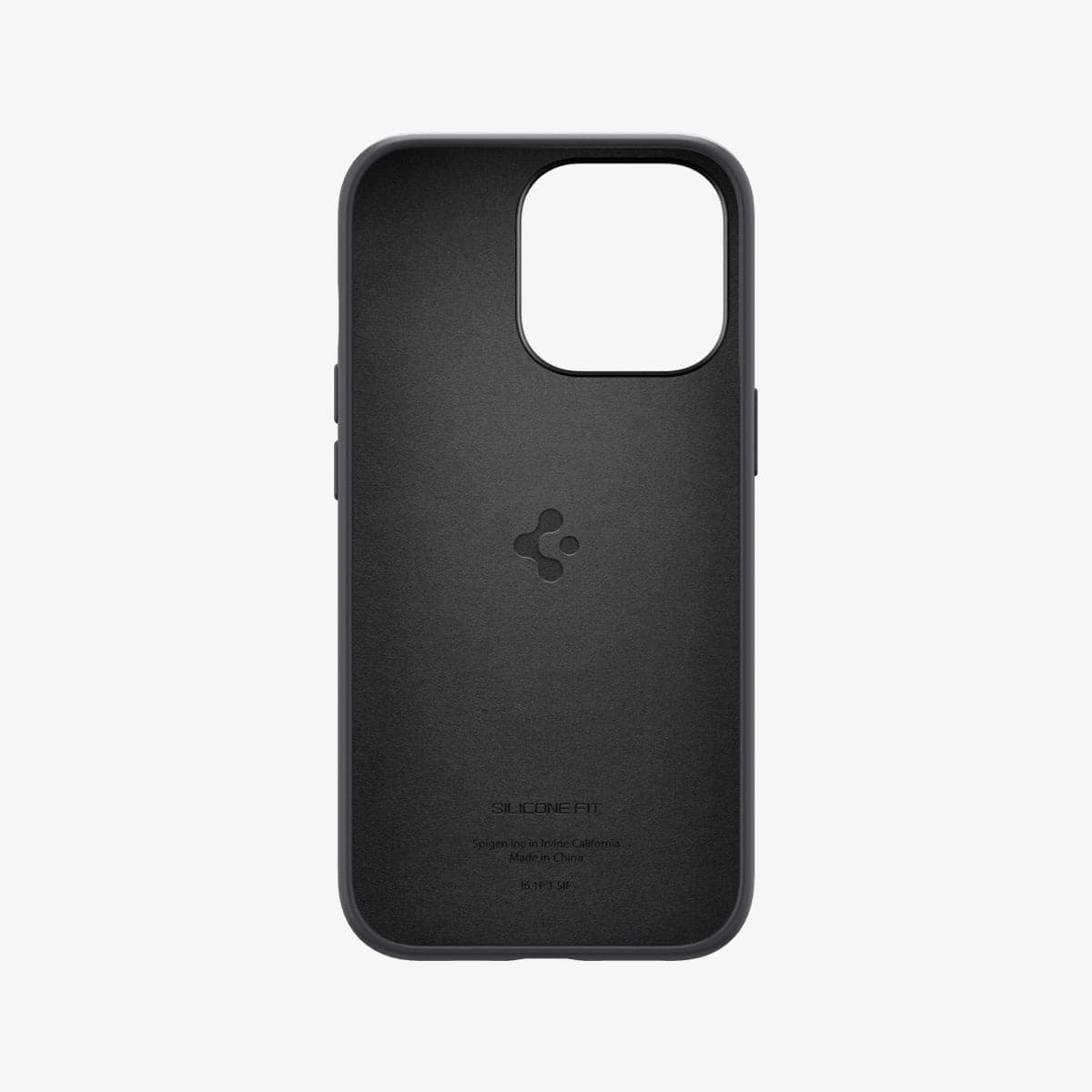 ACS03283 - iPhone 13 Pro Case Silicone Fit in black showing the inside of case
