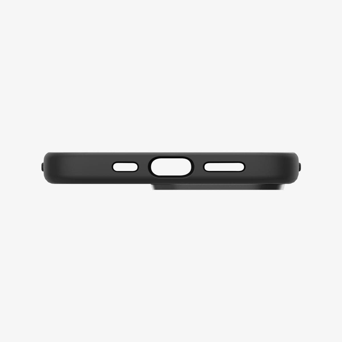ACS03283 - iPhone 13 Pro Case Silicone Fit in black showing the bottom with precise cutouts