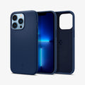 ACS03285 - iPhone 13 Pro Case Silicone Fit in navy blue showing the back, front and inside