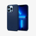 ACS03285 - iPhone 13 Pro Case Silicone Fit in navy blue showing the back and front