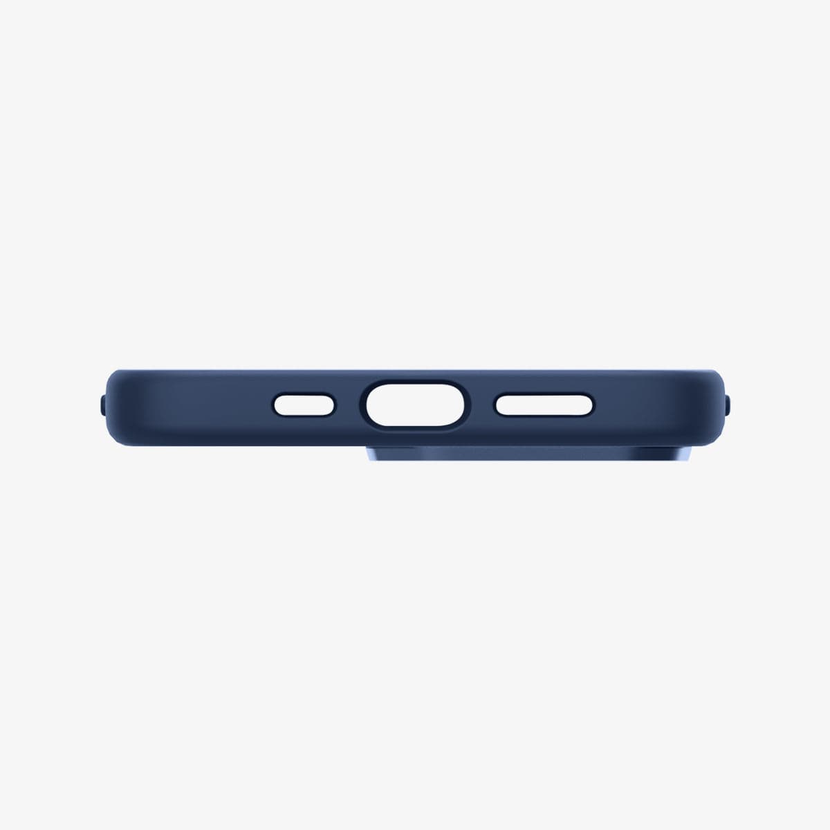 ACS03285 - iPhone 13 Pro Case Silicone Fit in navy blue showing the bottom with precise cutouts