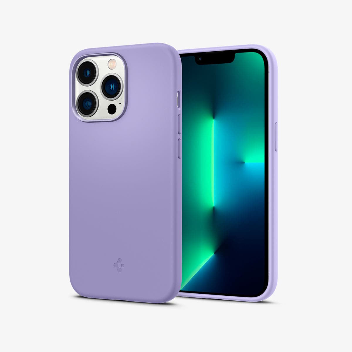 ACS03286 - iPhone 13 Pro Case Silicone Fit in iris purple showing the back and front