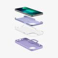 ACS03286 - iPhone 13 Pro Case Silicone Fit in iris purple showing the layer constructs of case