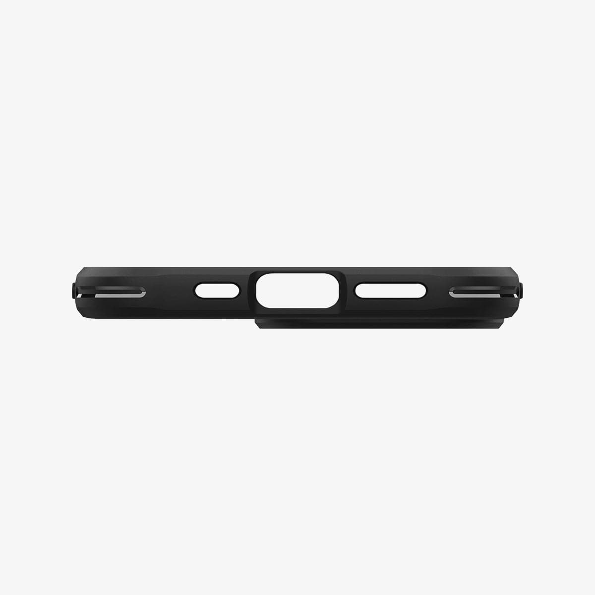 ACS03257 - iPhone 13 Pro Case Rugged Armor in black showing the bottom with precise cutouts