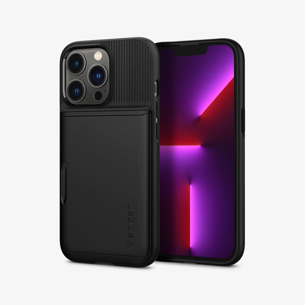 ACS03274 - iPhone 13 Pro Case Slim Armor CS in black showing the back and front