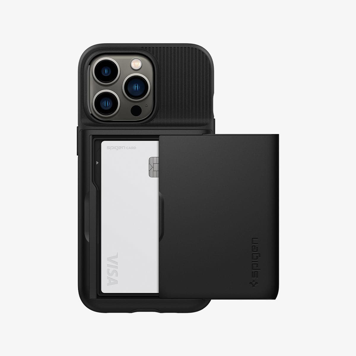 ACS03274 - iPhone 13 Pro Case Slim Armor CS in black showing the back with card in slot