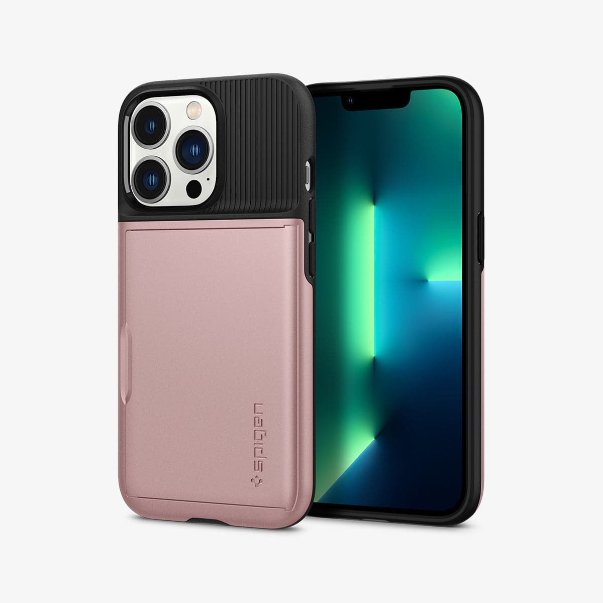 ACS03275 - iPhone 13 Pro Case Slim Armor CS in rose gold showing the back and front