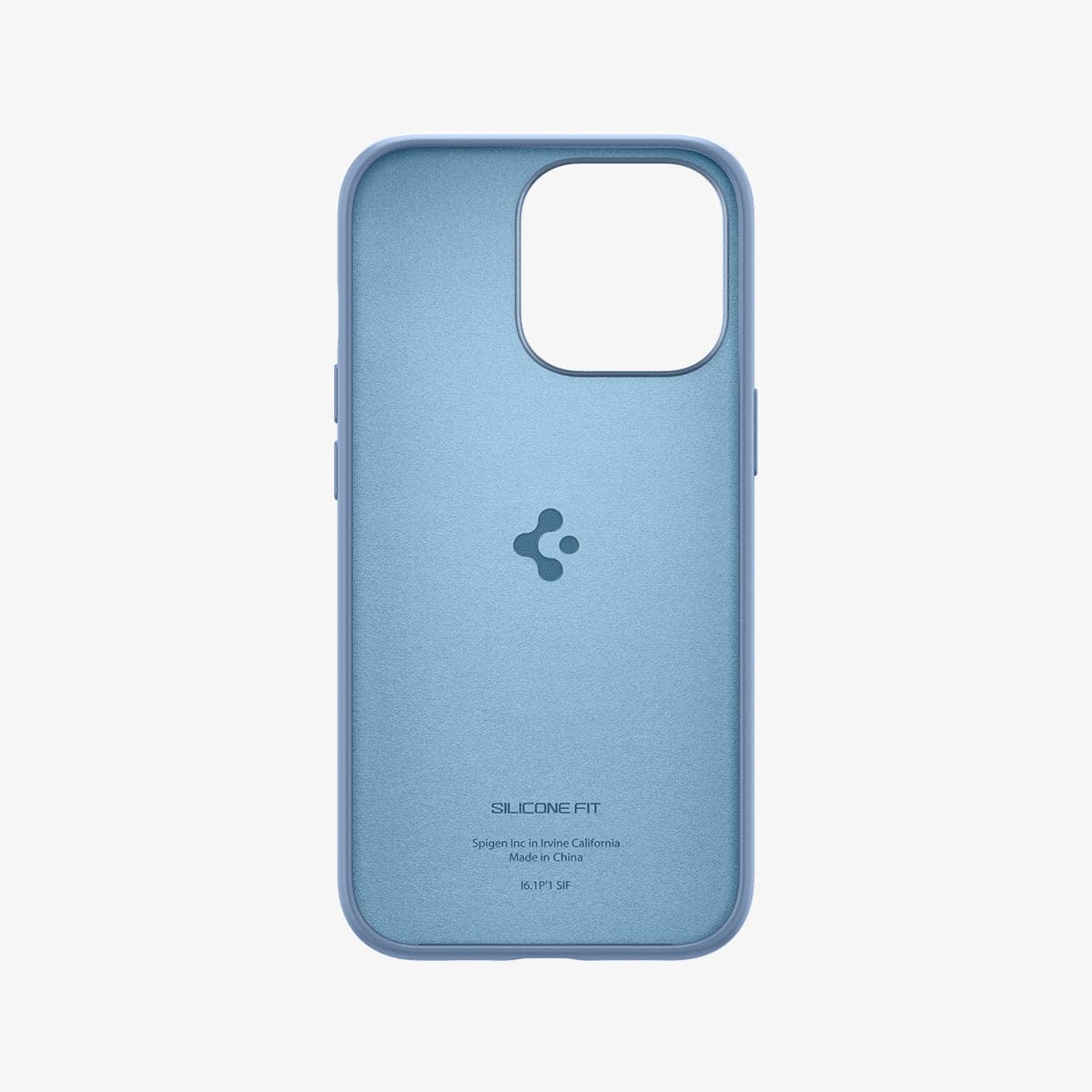 ACS03908 - iPhone 13 Pro Case Silicone Fit in sierra blue showing the inside of case