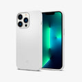 ACS03284 - iPhone 13 Pro Case Silicone Fit in white showing the back and front