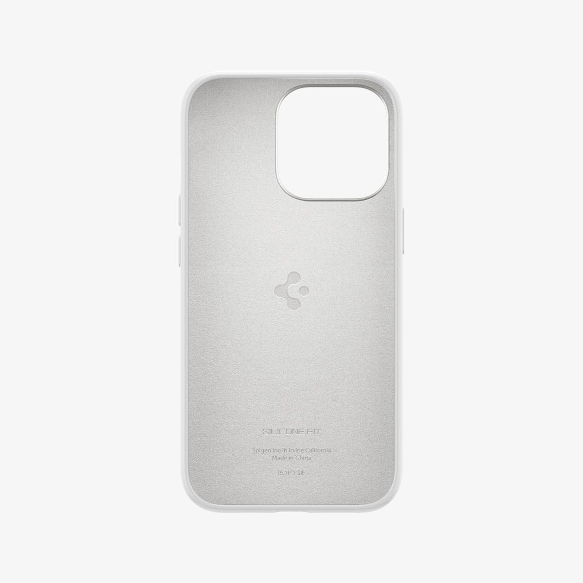 ACS03284 - iPhone 13 Pro Case Silicone Fit in white showing the inside of case