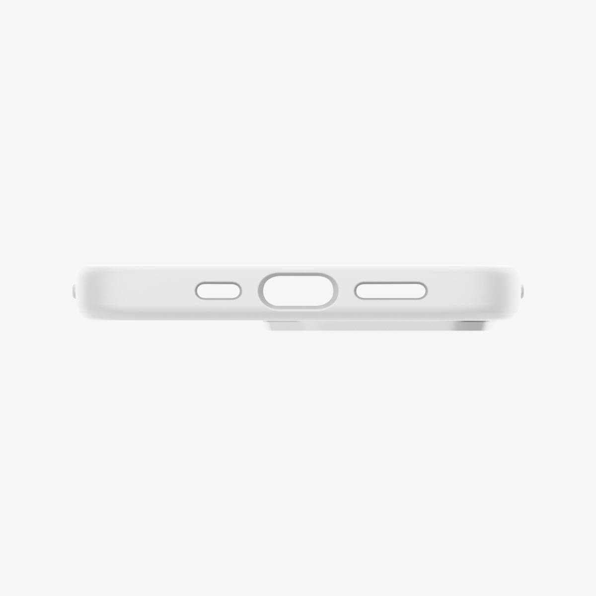 ACS03284 - iPhone 13 Pro Case Silicone Fit in white showing the bottom with precise cutouts