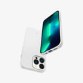 ACS03284 - iPhone 13 Pro Case Silicone Fit in white showing the back, front, bottom and side