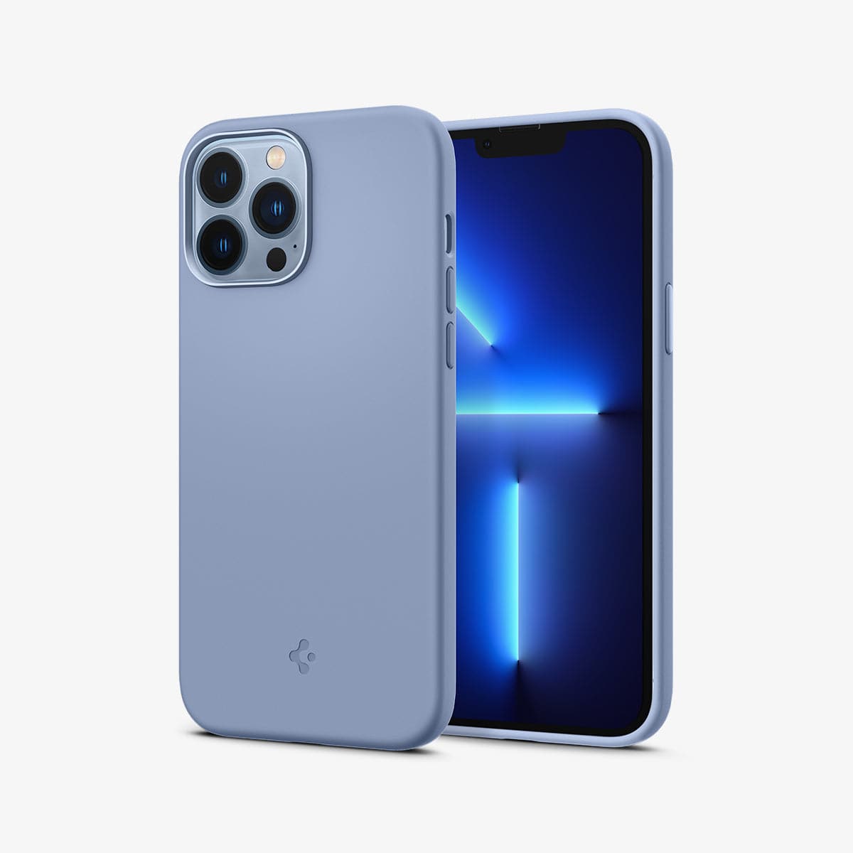 ACS03907 - iPhone 13 Pro Max Case Silicone Fit in Sierra Blue showing the back and front