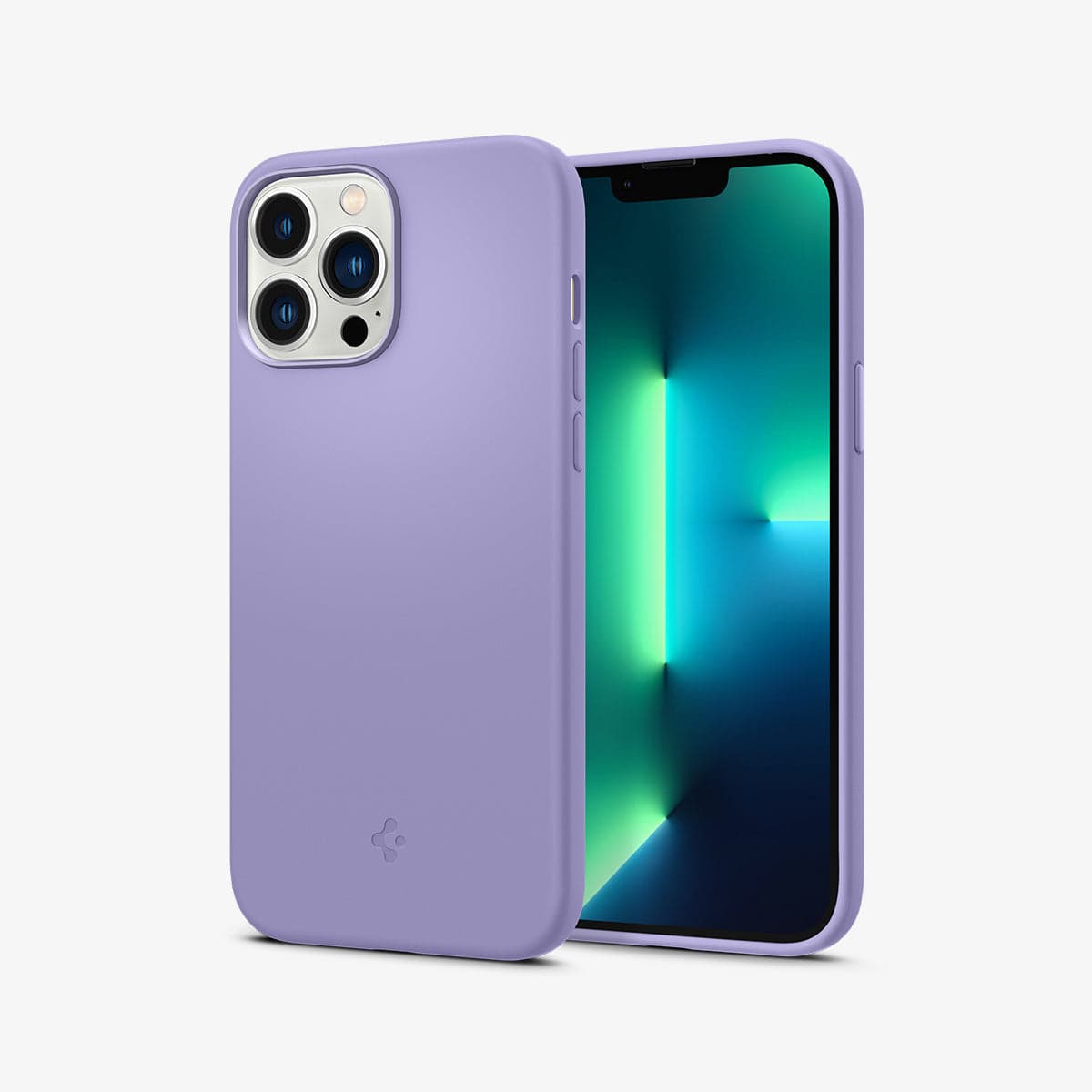 ACS03231 - iPhone 13 Pro Max Case Silicone Fit in iris purple showing the back and front