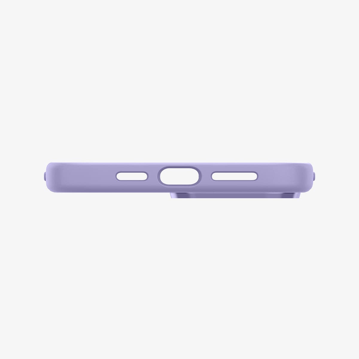 ACS03231 - iPhone 13 Pro Max Case Silicone Fit in iris purple showing the bottom with precise cutouts