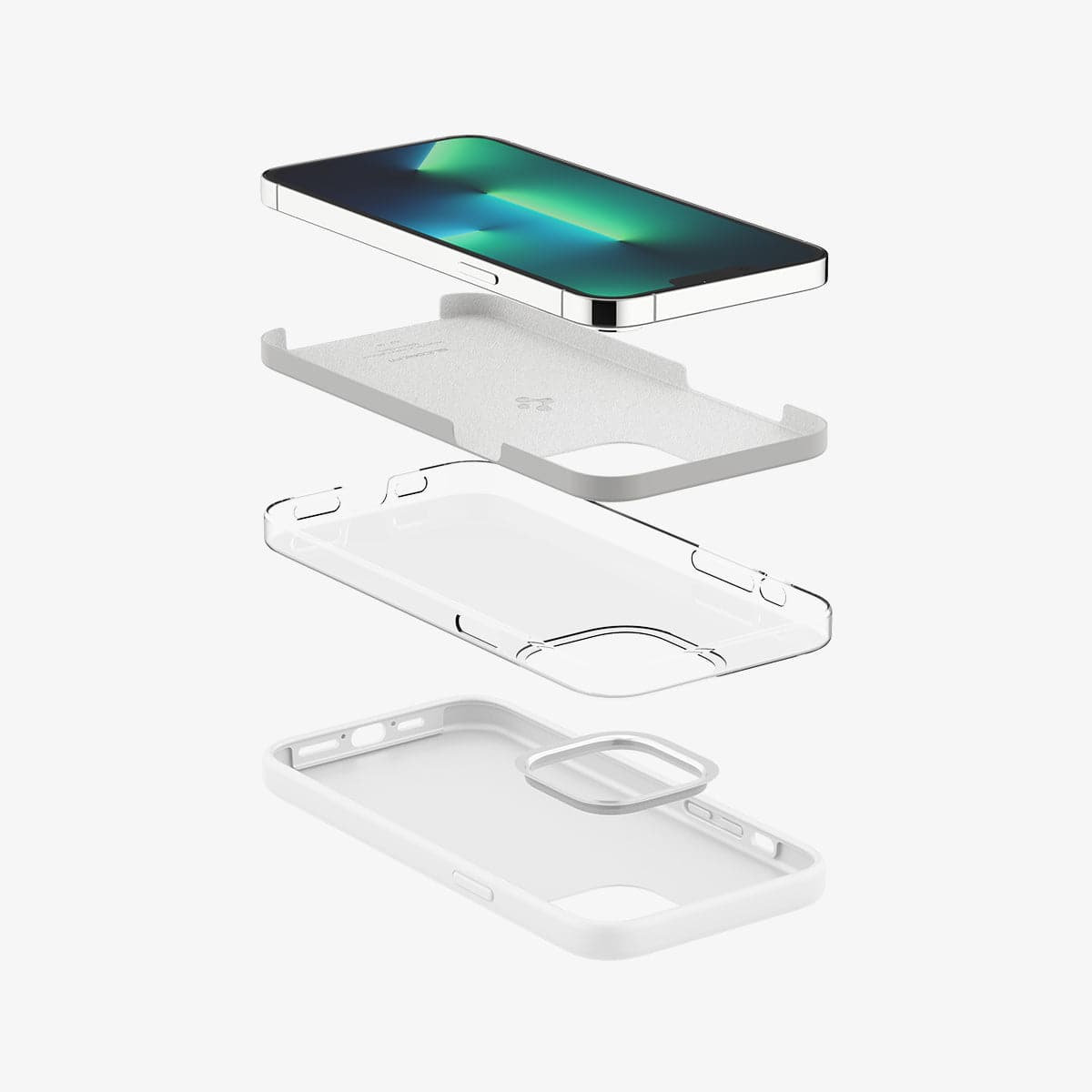 ACS03229 - iPhone 13 Pro Max Case Silicone Fit in white showing the layer construct of case