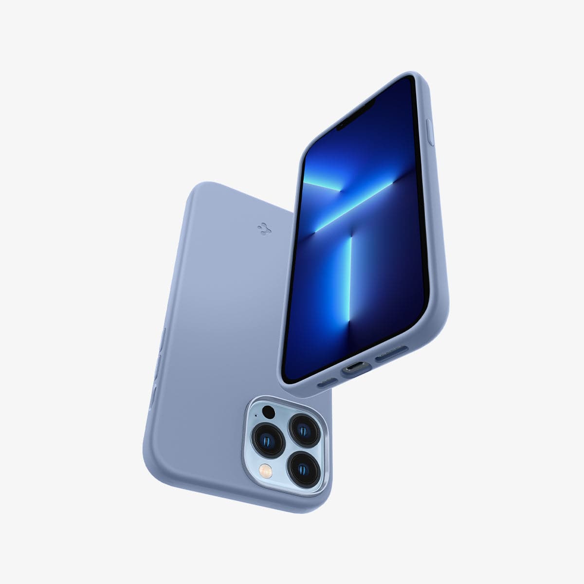 ACS03907 - iPhone 13 Pro Max Case Silicone Fit in Sierra Blue showing the back, front, bottom and side