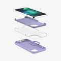ACS03231 - iPhone 13 Pro Max Case Silicone Fit in iris purple showing the layer construct of case