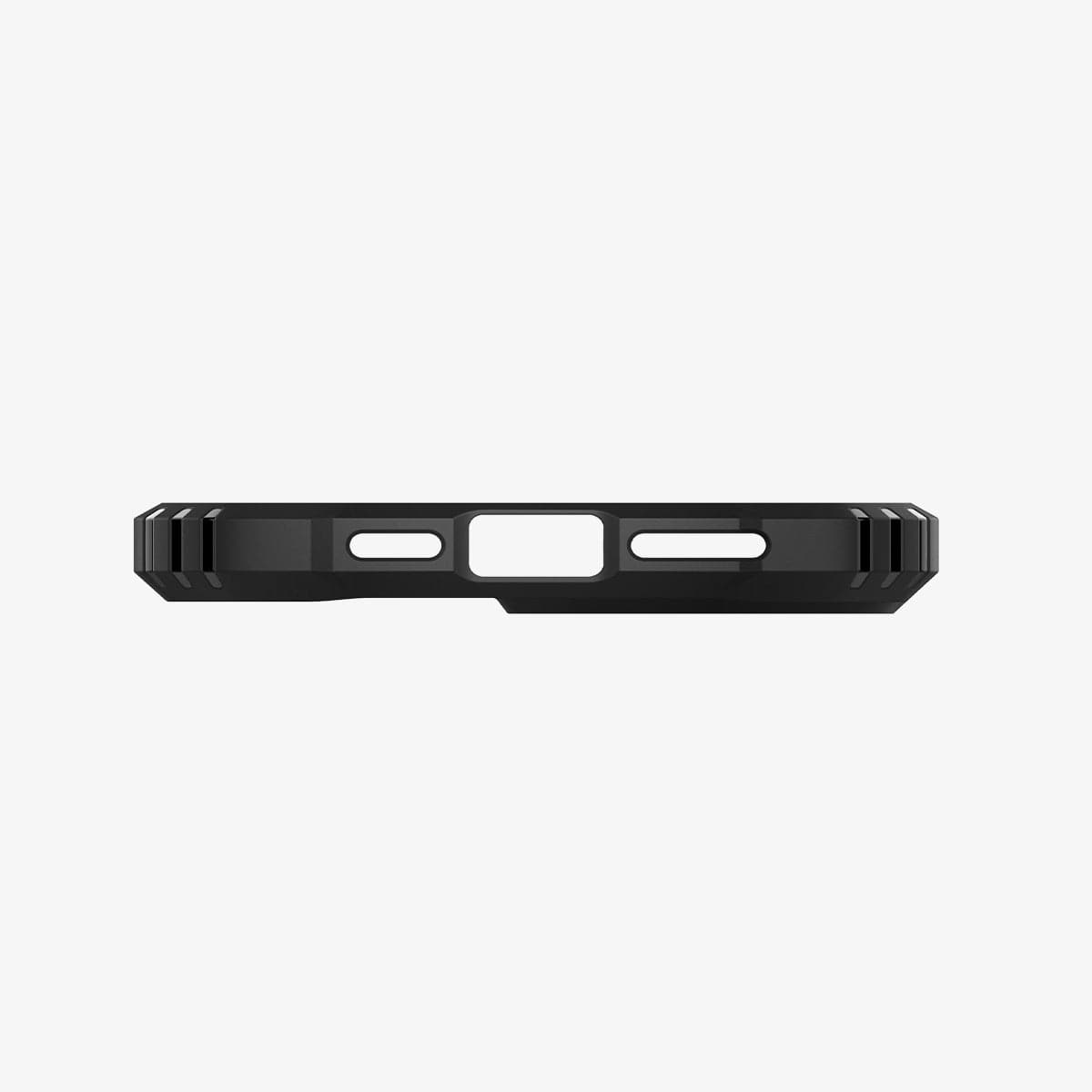 ACS03227 - iPhone 13 Pro Max Case Nitro Force in matte black showing the bottom with precise cutouts
