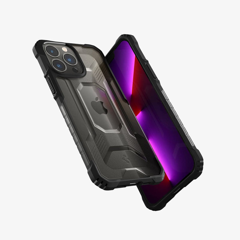 ACS03227 - iPhone 13 Pro Max Case Nitro Force in matte black showing the back, front and sides
