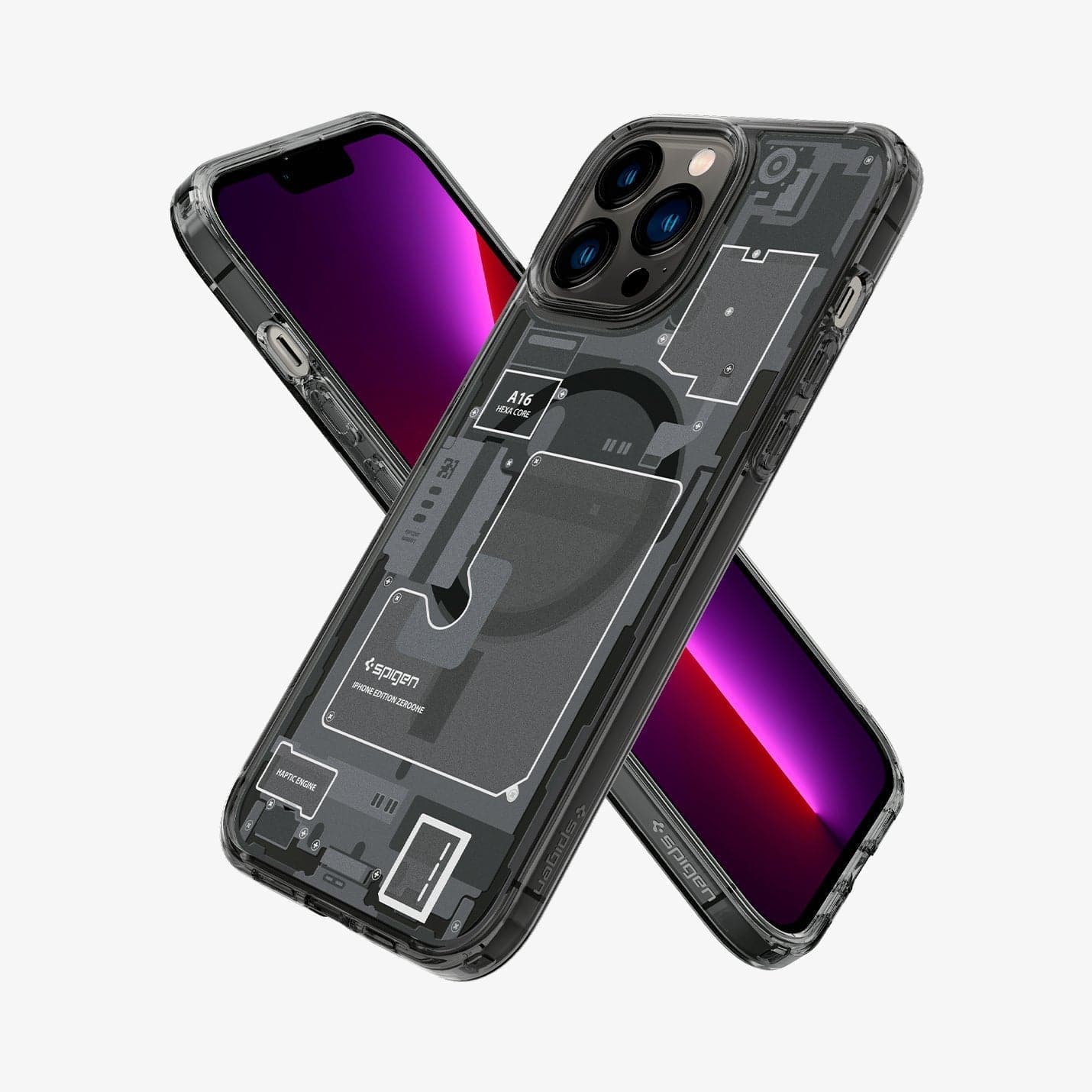 ACS05450 - iPhone 13 Pro Max Case Ultra Hybrid Zero One (MagFit) showing the back, front and sides