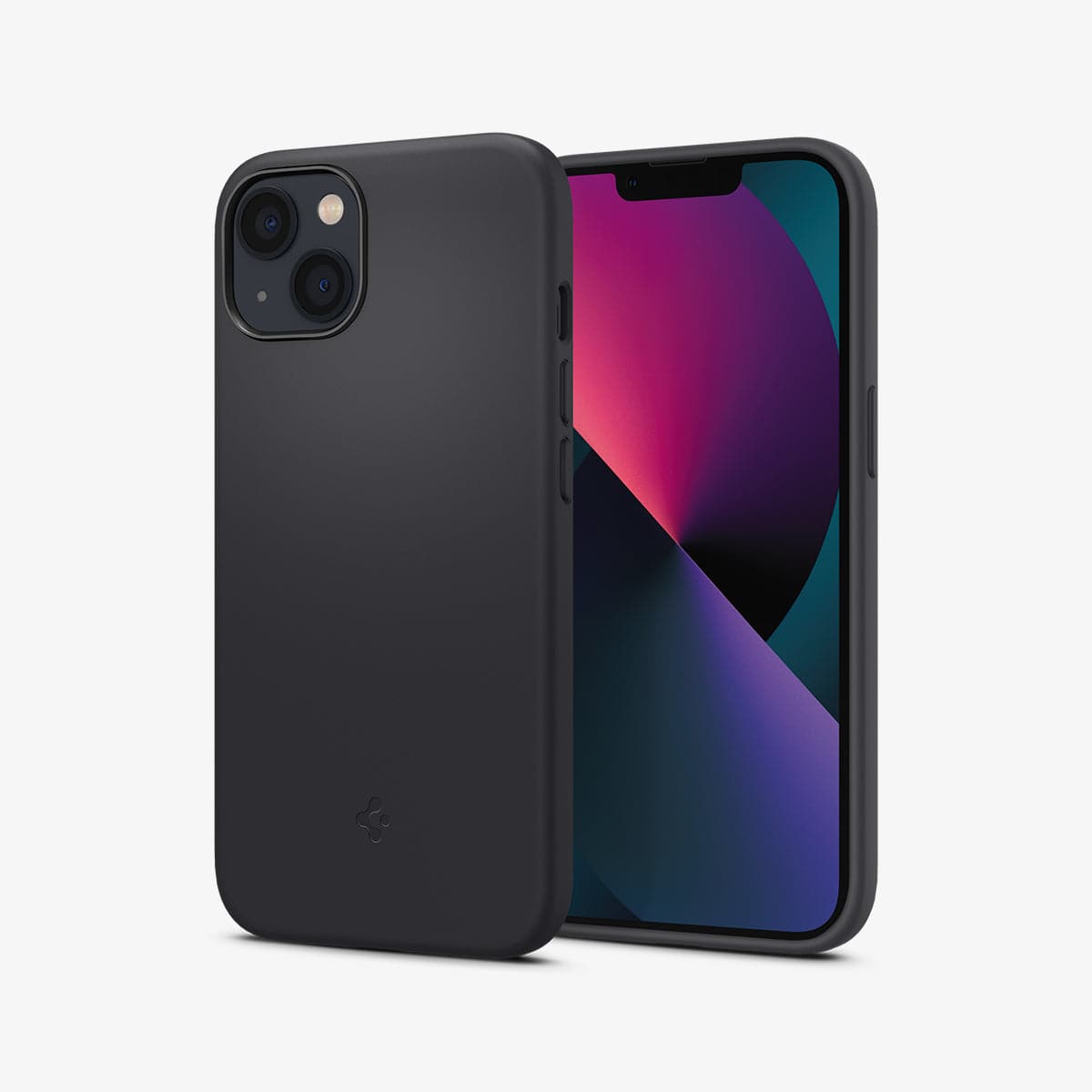 ACS03339 - iPhone 13 Mini Case Silicone Fit in black showing the back and front