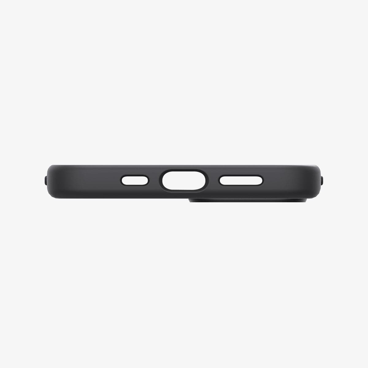 ACS03339 - iPhone 13 Mini Case Silicone Fit in black showing the bottom with precise cutouts