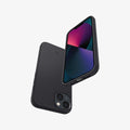 ACS03339 - iPhone 13 Mini Case Silicone Fit in black showing the back, front, bottom and side