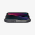 ACS03339 - iPhone 13 Mini Case Silicone Fit in black showing the bottom and partial front