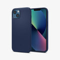 ACS03341 - iPhone 13 Mini Case Silicone Fit in navy blue showing the back and front