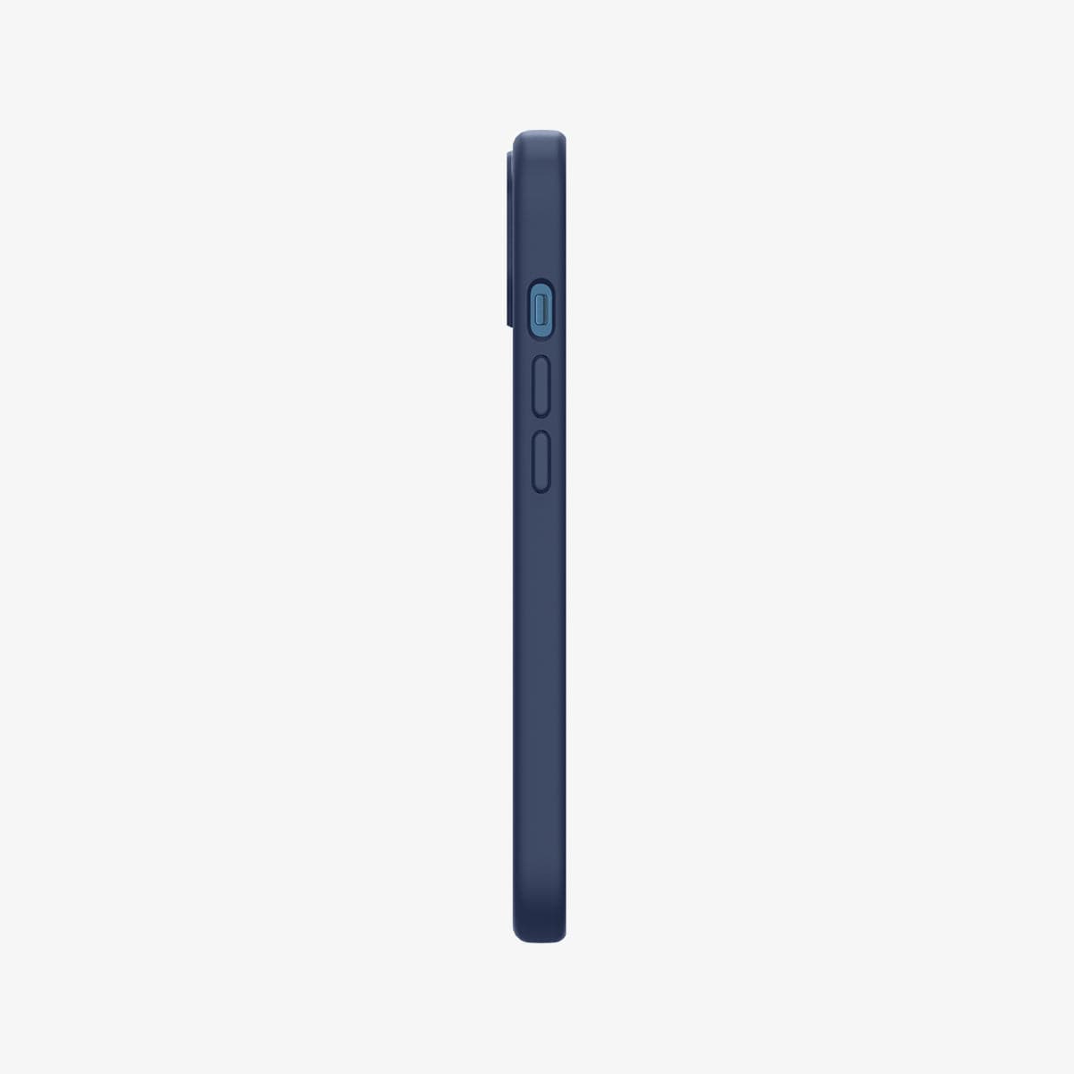 ACS03341 - iPhone 13 Mini Case Silicone Fit in navy blue showing the side with volume controls
